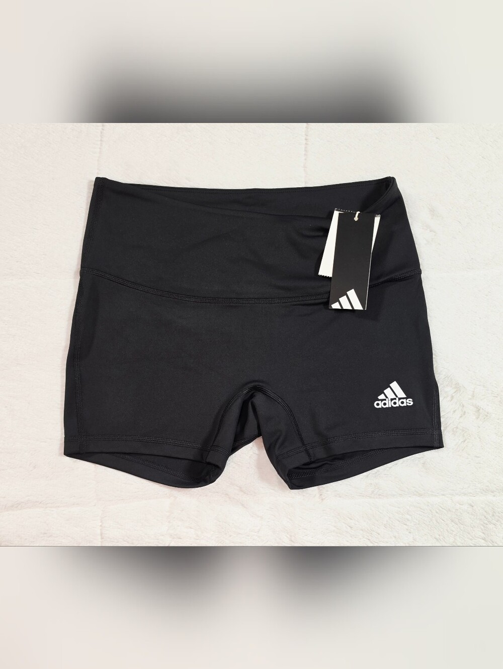 adidas Black High-Waist Athletic Shorts with White Logo(AD1-43,44,45,46,47,48)
